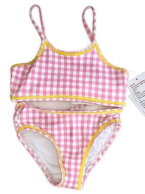 🆓 $0 WITH PURCHASE - 💦 OLD NAVY NWT Pink Yellow 2 Piece Swimsuit UPF 40 Sz 4Y